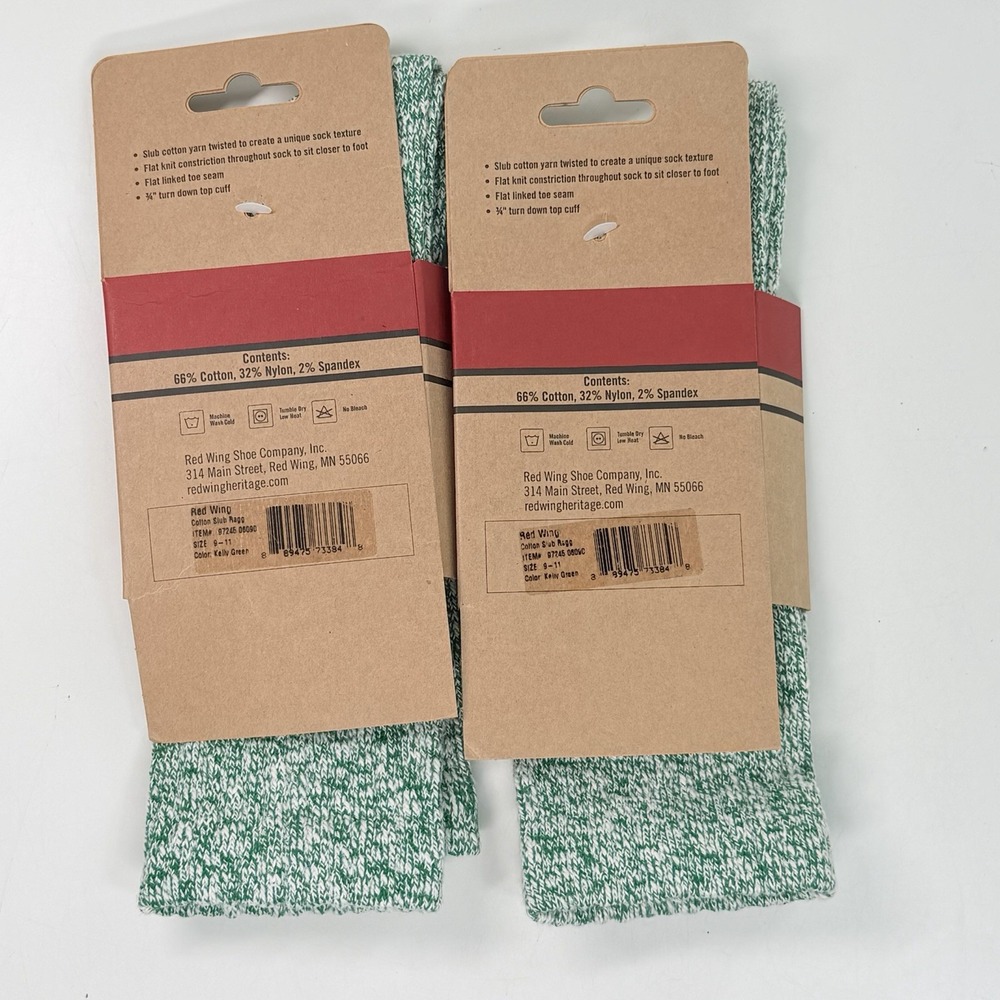 Red Wing Cotton Ragg Boots Socks Size W 7-10 / M 6-9 Kelly Green Color New - Picture 2 of 6
